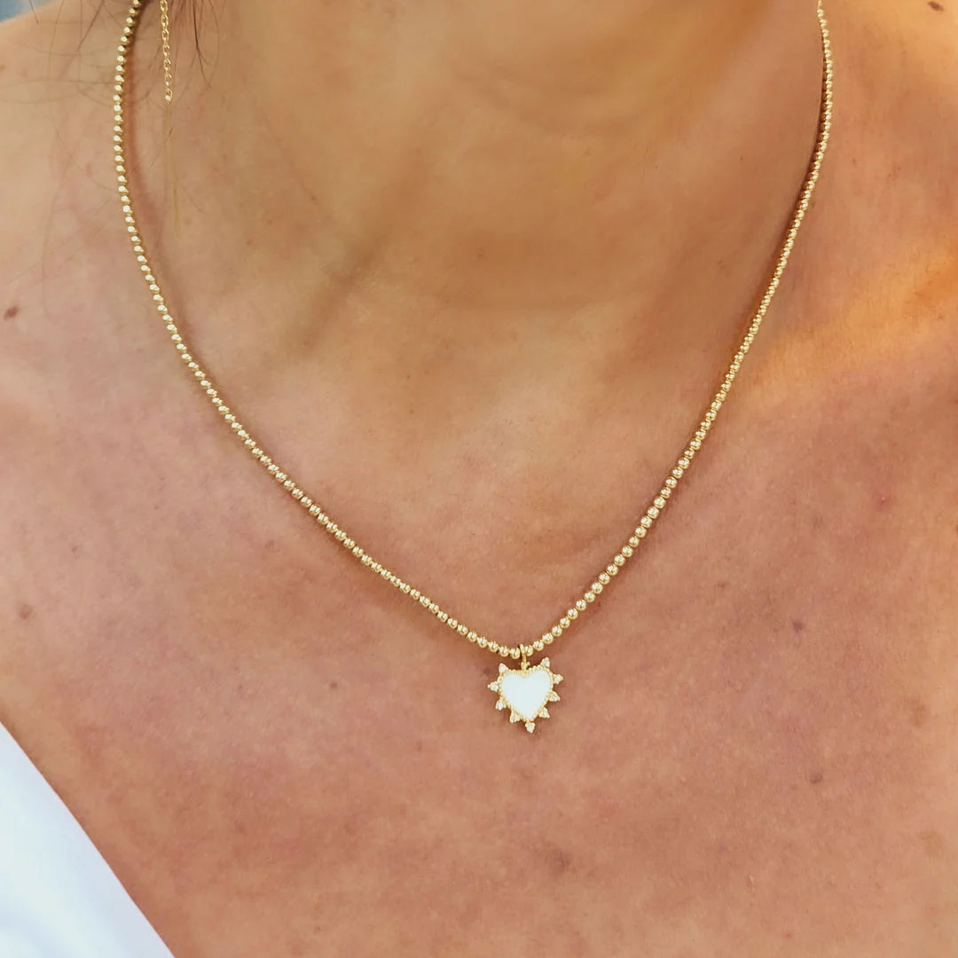 White Heart Gold Filled Necklace