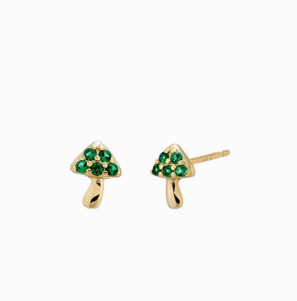 COLORED MINI MUSHROOM STUD EARRINGS