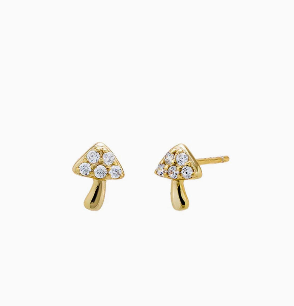 COLORED MINI MUSHROOM STUD EARRINGS