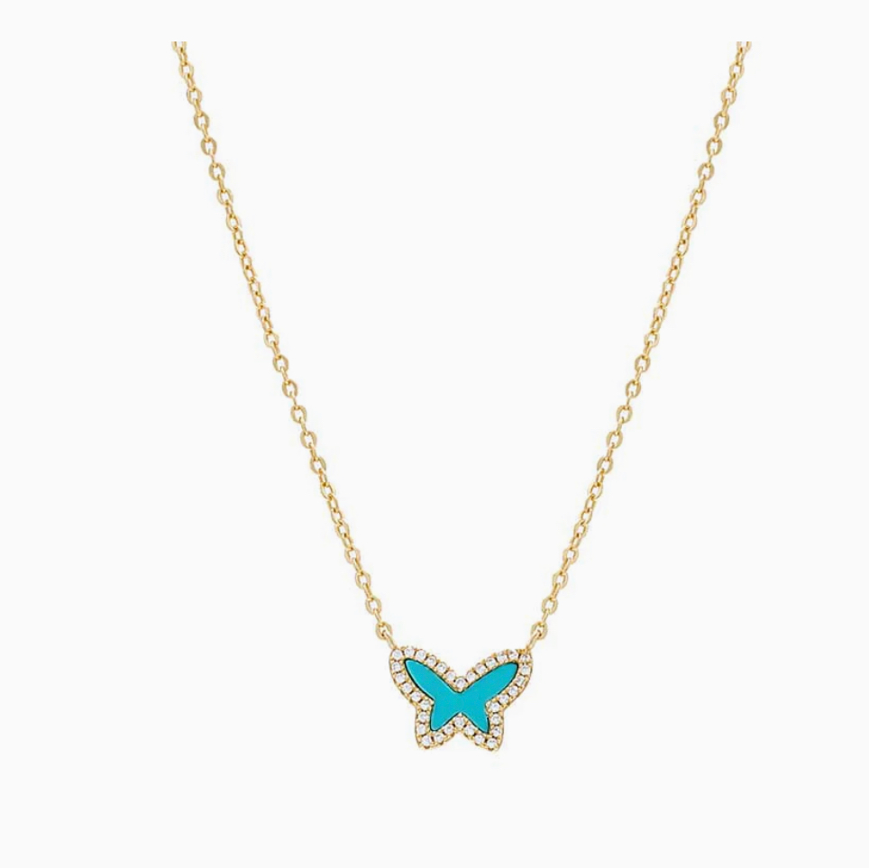 COLORED STONE BUTTERFLY NECKLACE