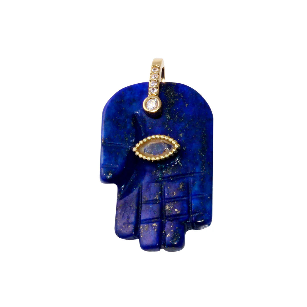 Blue Stone Hamza Charm