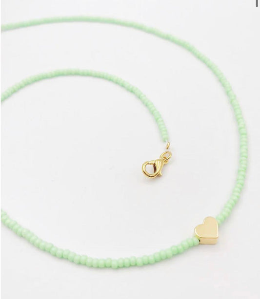 Mint Green Heart Girl Necklace