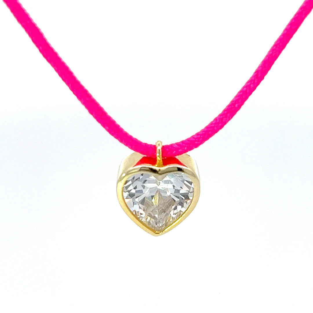 Pink Heart String Necklace