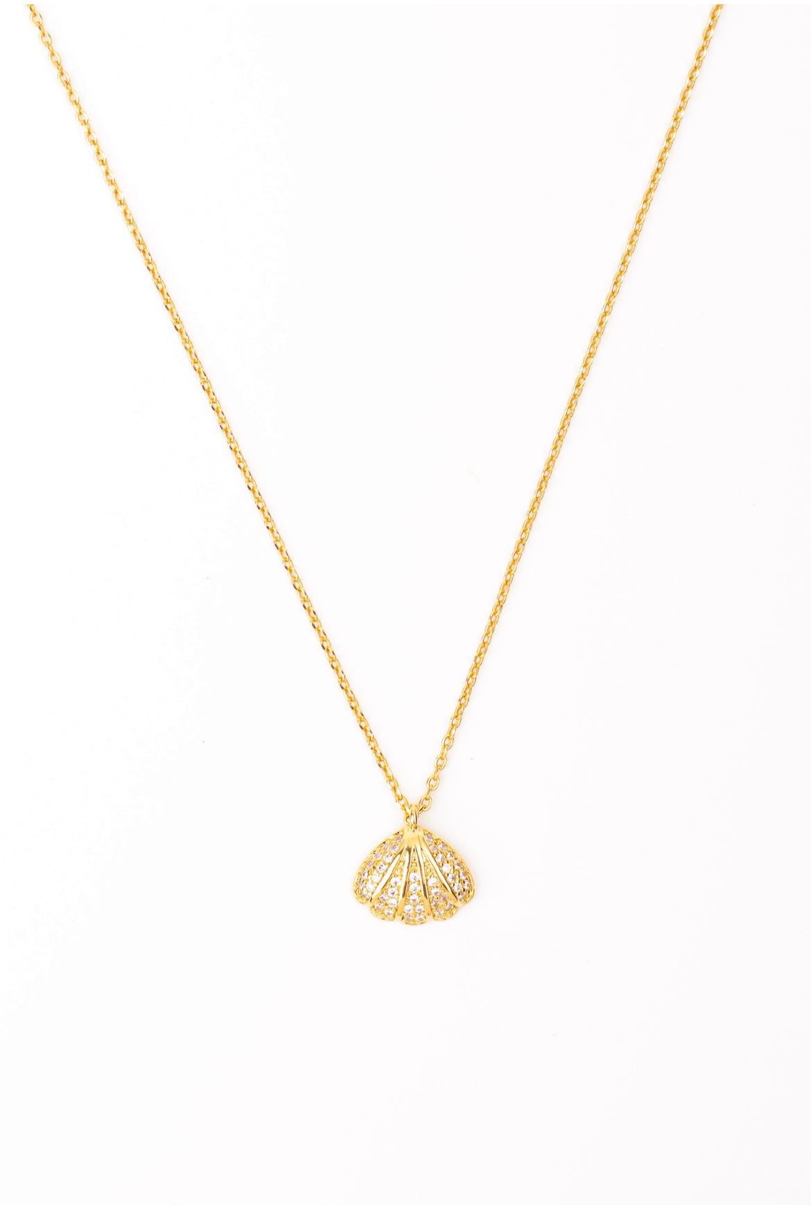 Scallop Shell Pave Necklace