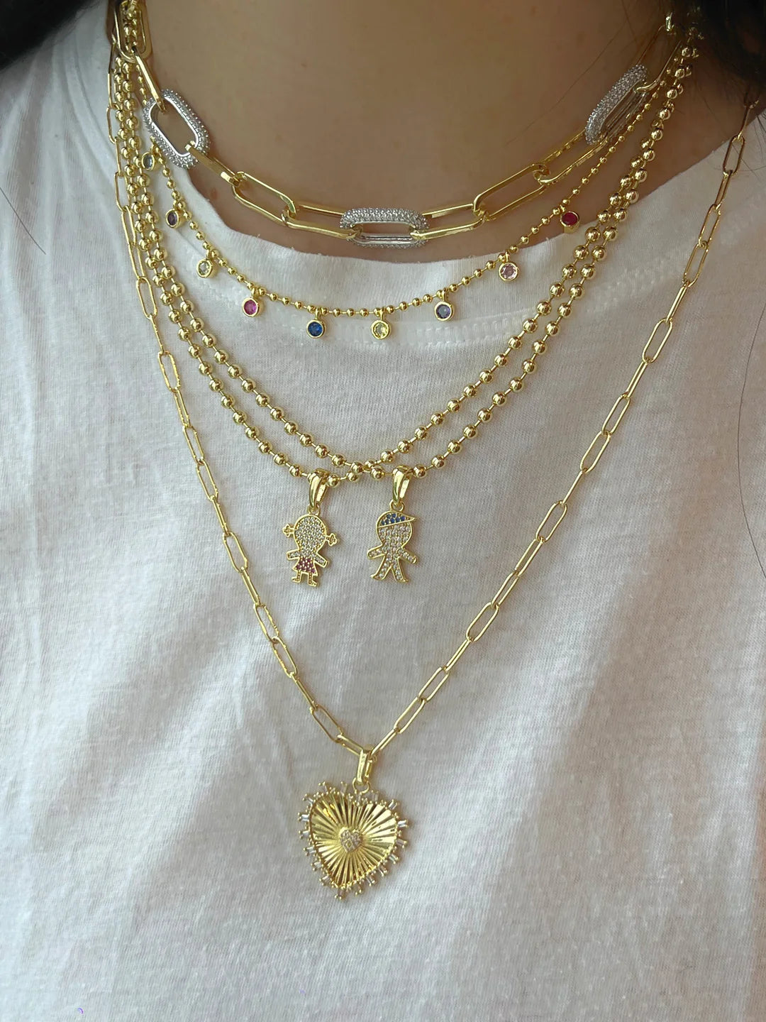 Pave Gold Paperclip Necklace