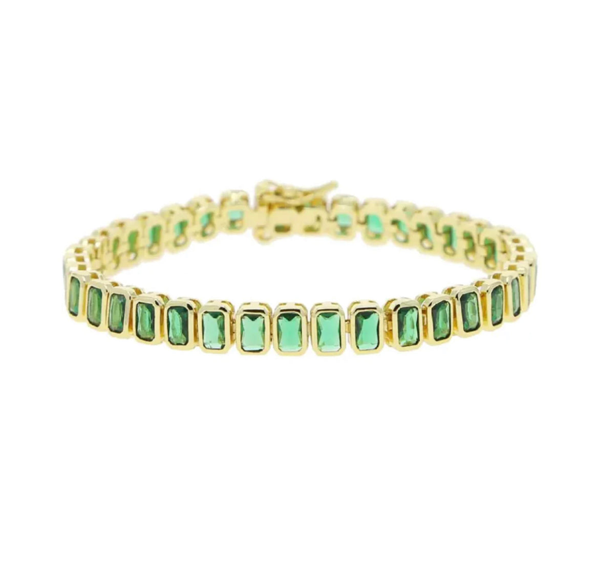 Green Bezel Tennis Bracelet