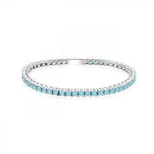 Turquoise Silver Skinny Tennis Bracelet