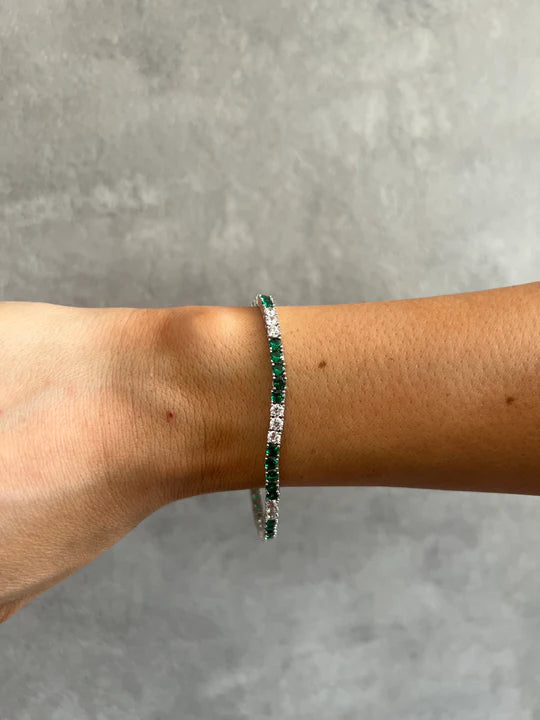 Emerald and White Tennis Bracelet