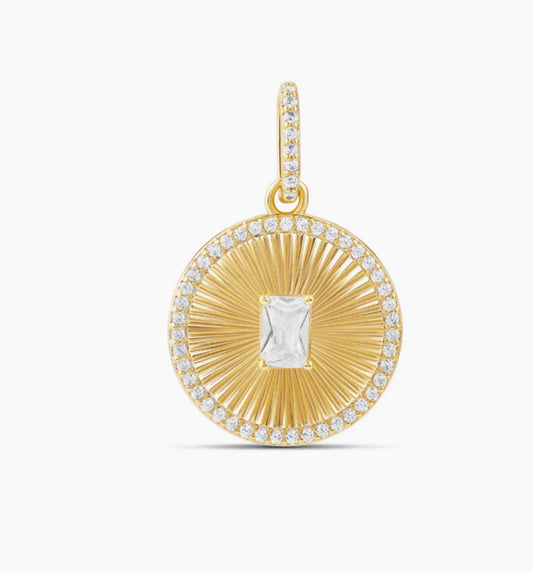 FLUTED DISK STONE CHARM