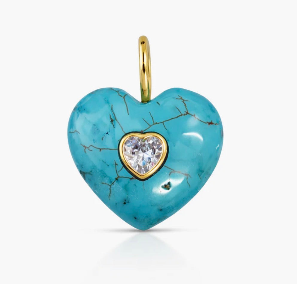 TURQUOISE HEART GEM CHARM
