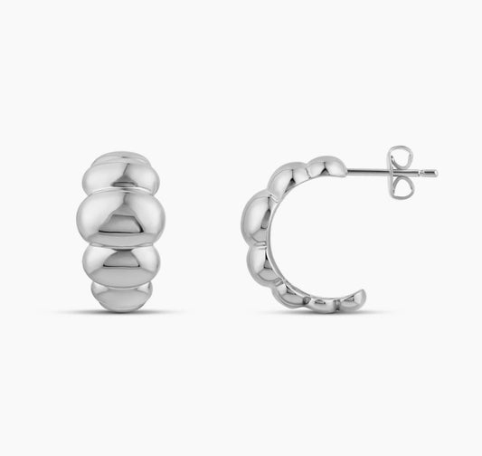 SILVER PUFFY HOOPS
