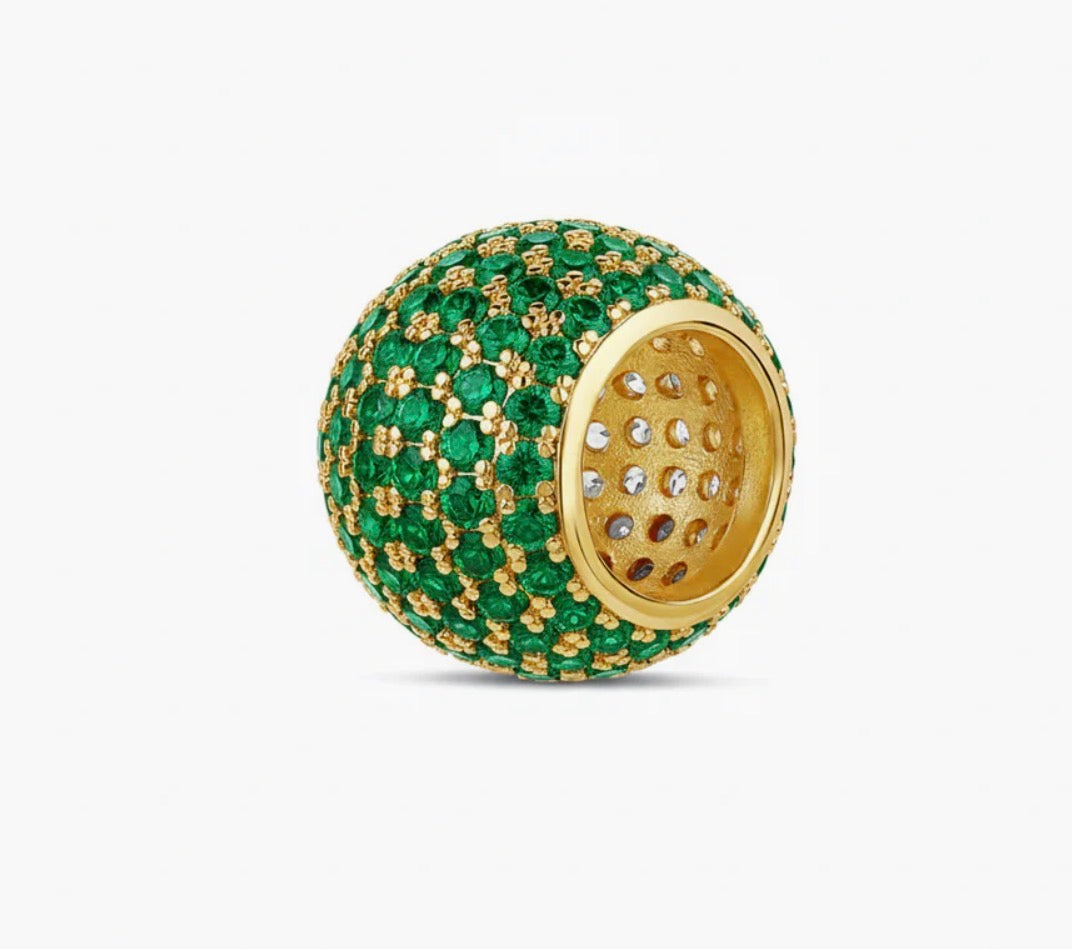 GREEN FULL PAVE SPACER CHARM