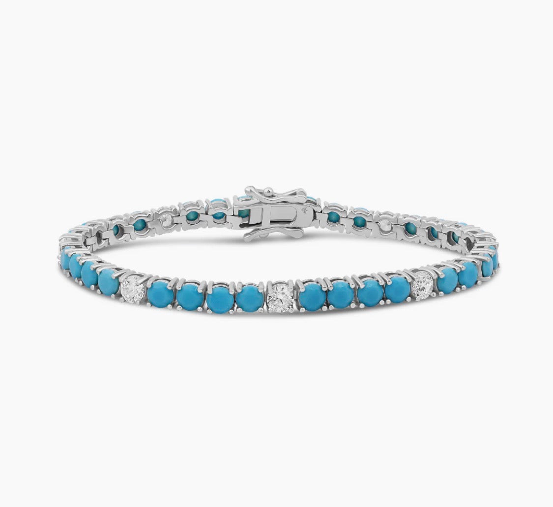 4 MM DIAMOND TURQUOISE TENNIS BRACELET