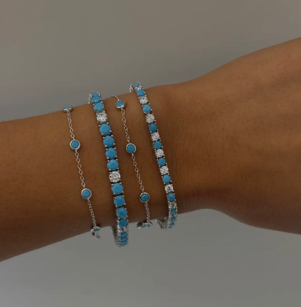 4 MM DIAMOND TURQUOISE TENNIS BRACELET