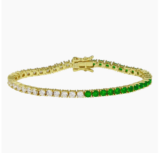 HALF EMERALD TENNIS BRACELET