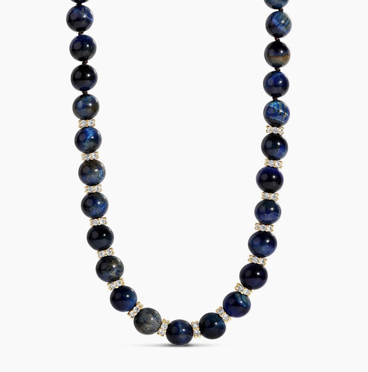 BLUE TIGER EYE BEAD NECKLACE