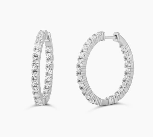 SILVER PERFECT DIAMOND HOOPS