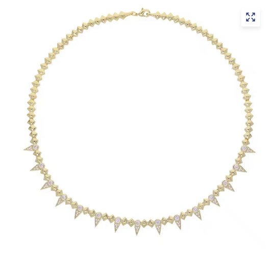 Pave Spike Geometric Chain Necklace