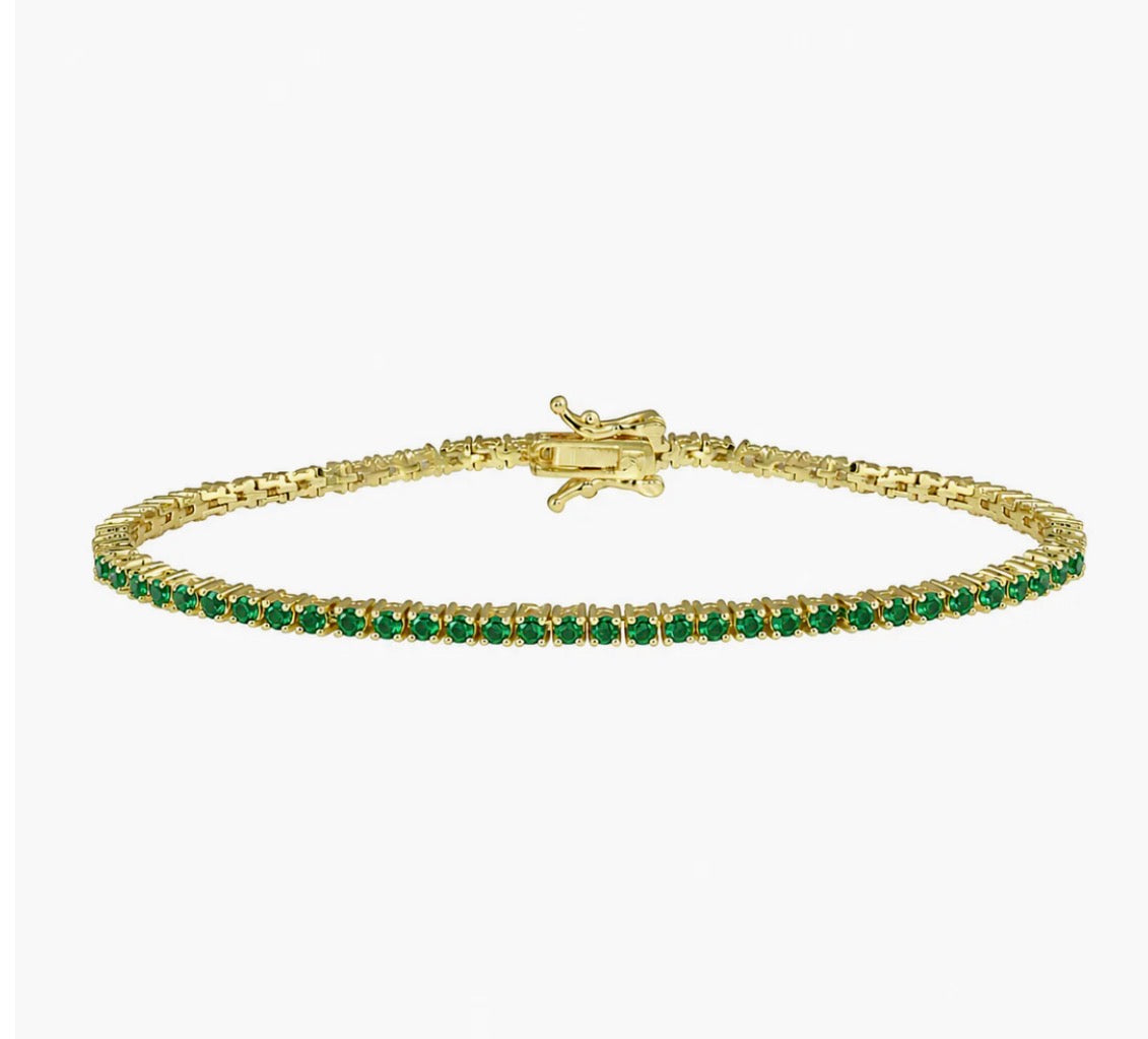 GREEN THIN TENNIS BRACELET