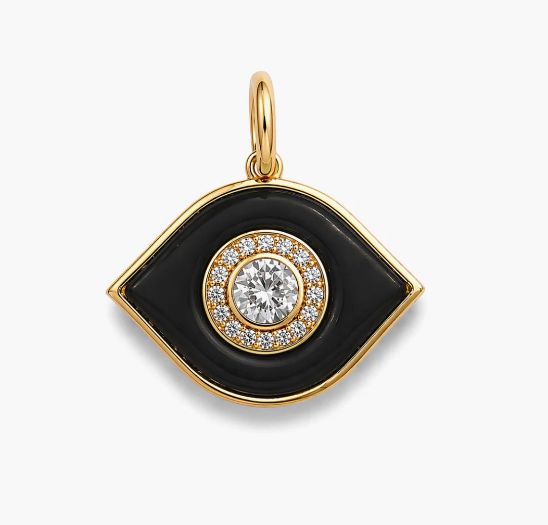 BLACK JUMBO STONE EVIL EYE CHARM