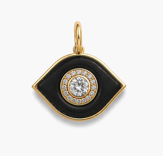 BLACK JUMBO STONE EVIL EYE CHARM