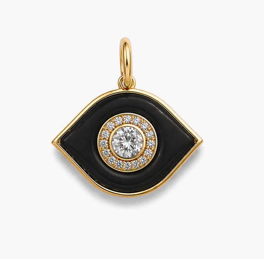 BLACK JUMBO STONE EVIL EYE CHARM