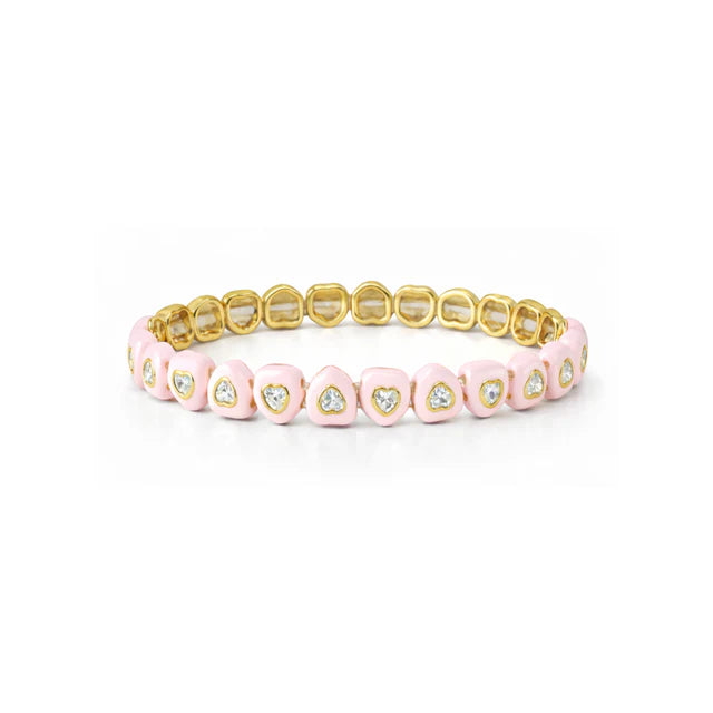 PINK CANDY HEART STRETCHY BRACELET