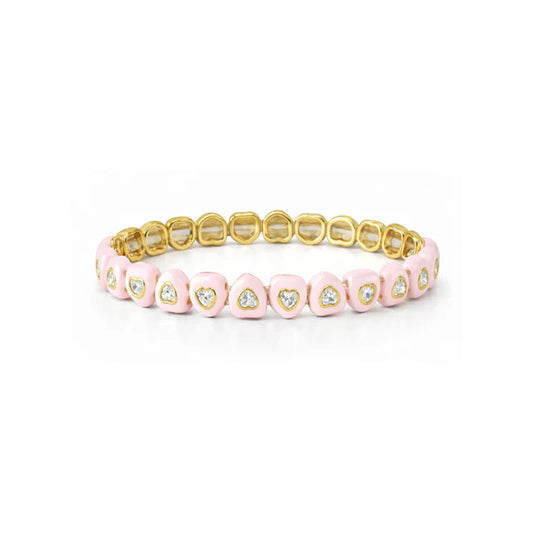 PINK CANDY HEART STRETCHY BRACELET