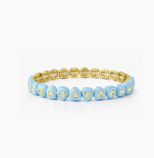 BLUE CANDY HEART STRETCHY BRACELET