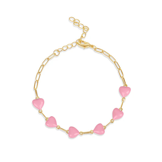 PINK CANDY HEART LINK BRACELET