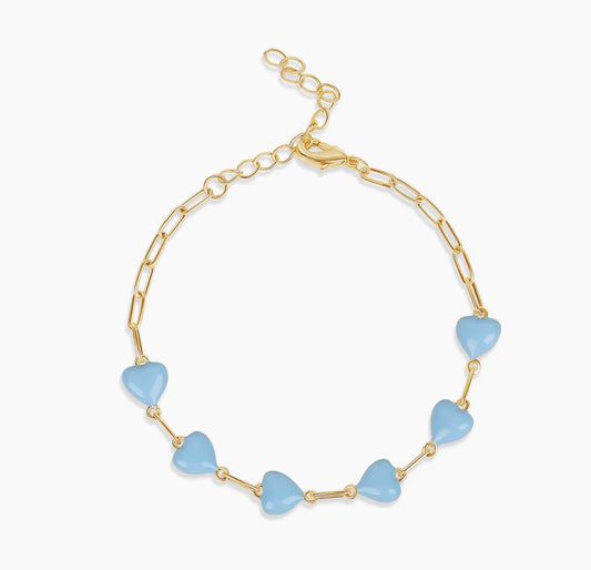 BLUE CANDY HEART LINK BRACELET