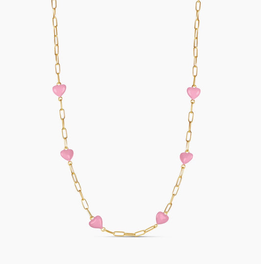 PINk CANDY HEART LINK NECKLACE