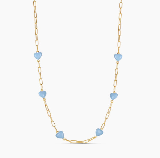 BLUE CANDY HEART LINK NECKLACE