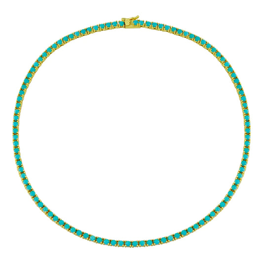 GOLD TURQUOISE TENNIS NECKLACE
