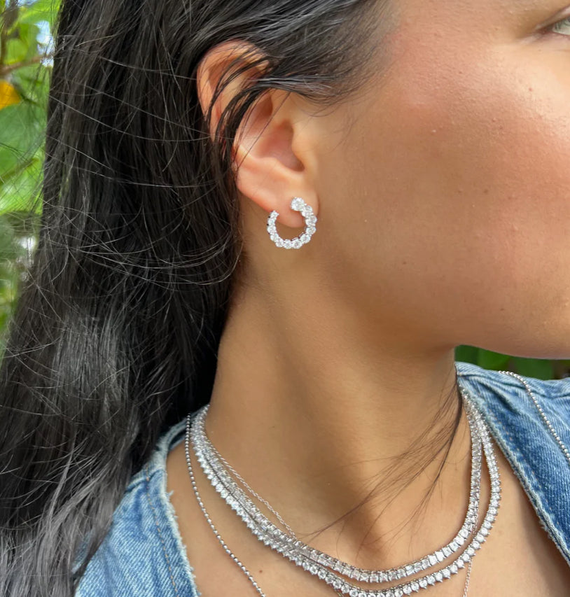 Open Swirl Diamond Hoop