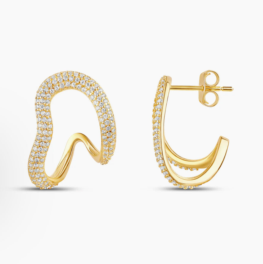 GOLD PAVE CAGE LOBE EARRING