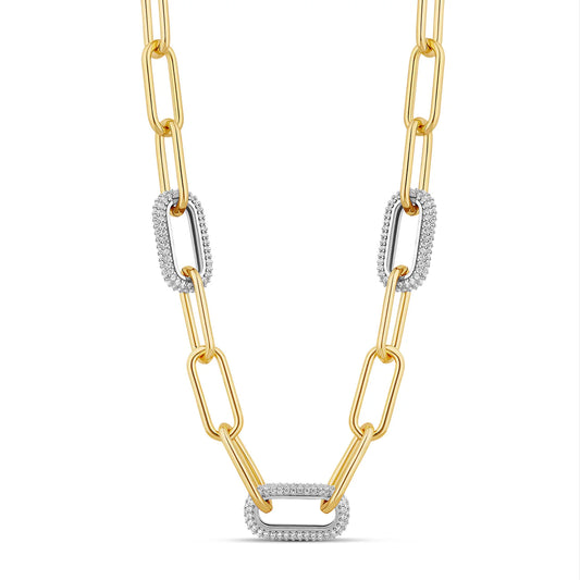 PAVE LINK PAPERCLIP NECKLACE