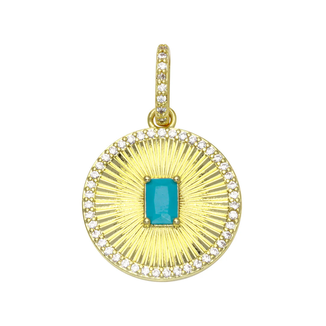 Turquoise Fluted Disc Charm