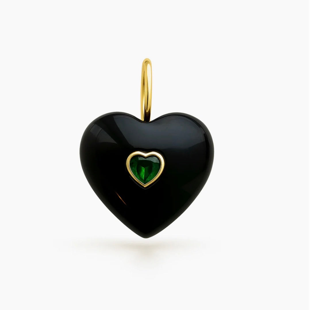 BLACK HEART GEM CHARM