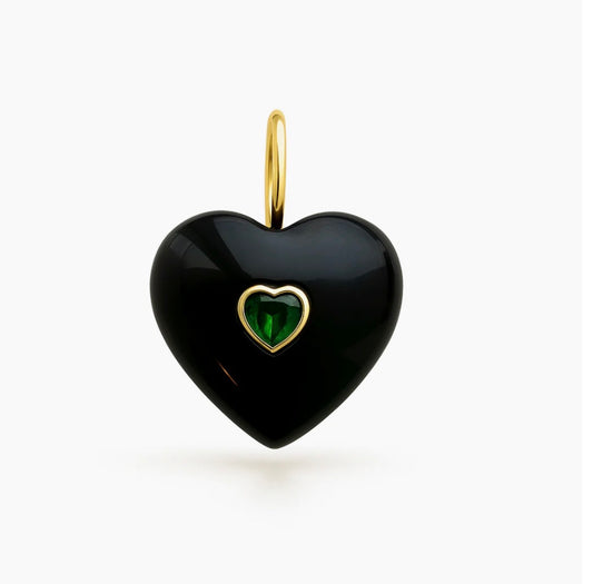 BLACK HEART GEM CHARM