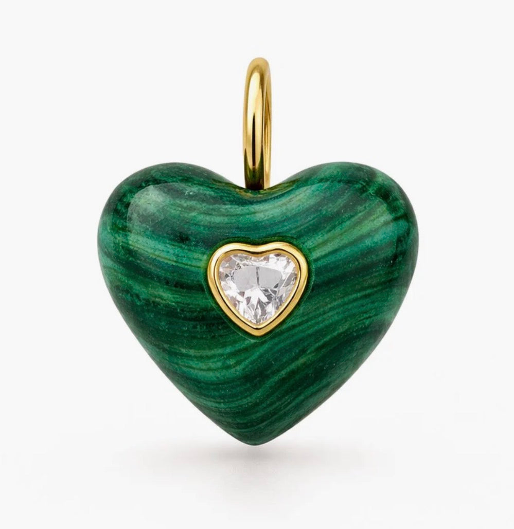 GREEN HEART GEM CHARM