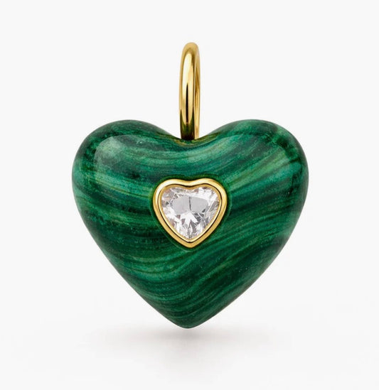 GREEN HEART GEM CHARM
