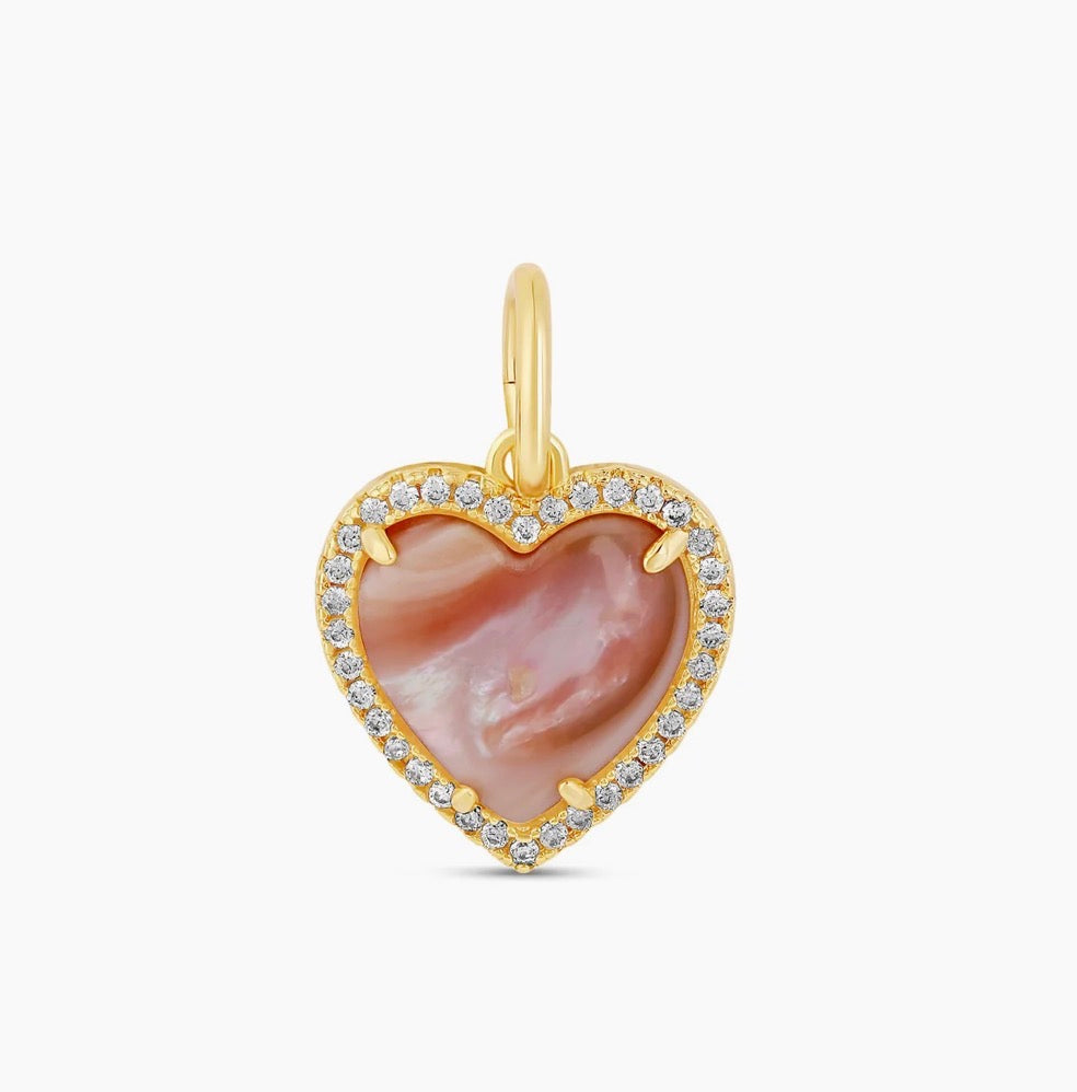 PINK SMALL STONE HEART CHARM