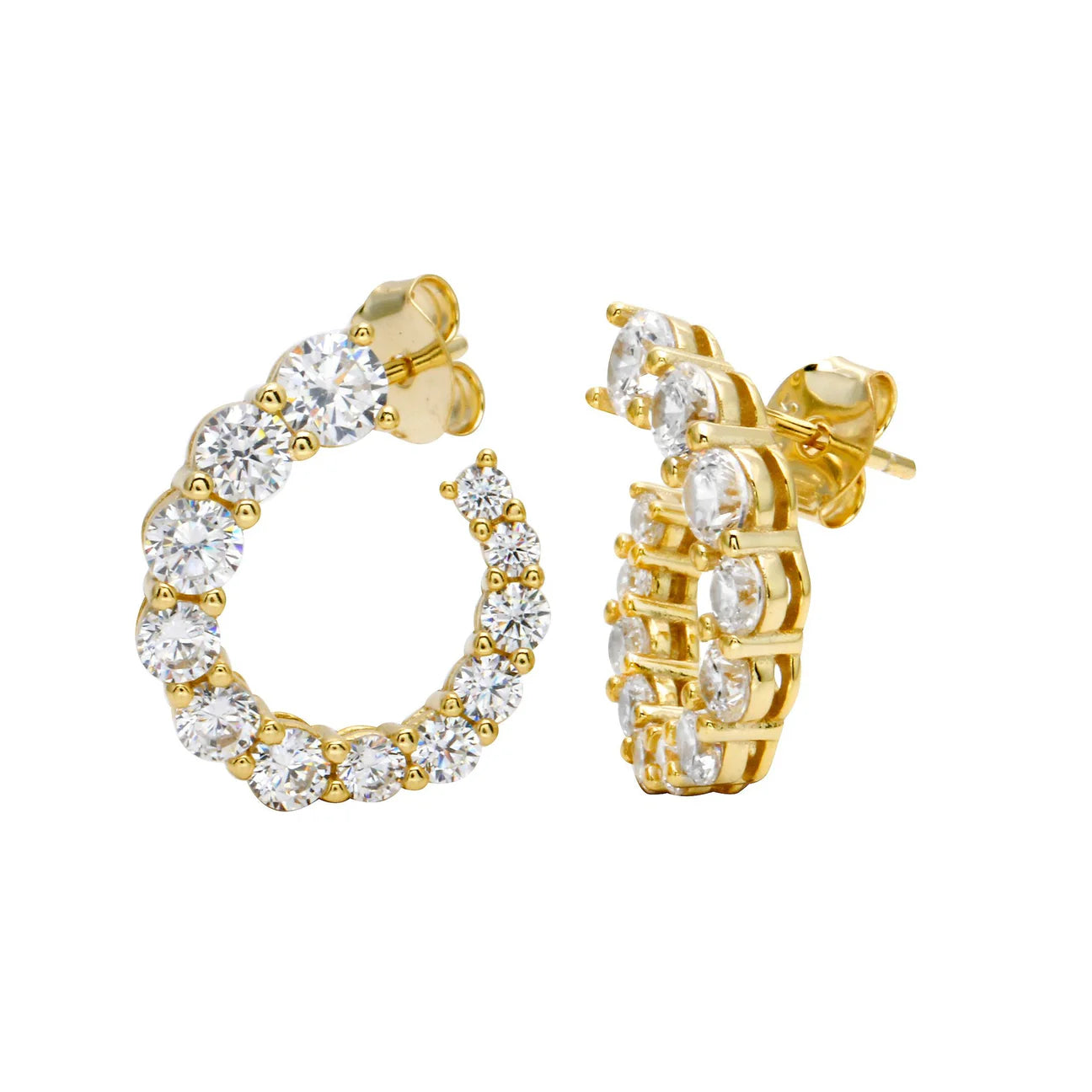 GOLD OPEN SWIRL DIAMOND HOOP