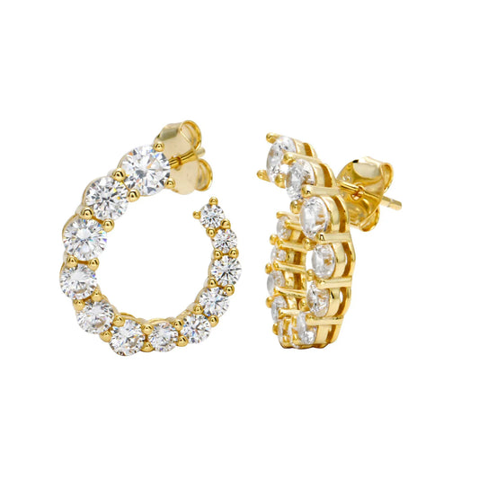 GOLD OPEN SWIRL DIAMOND HOOP