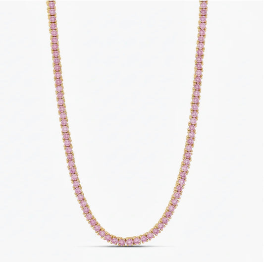 PINK THIN TENNIS NECKLACE
