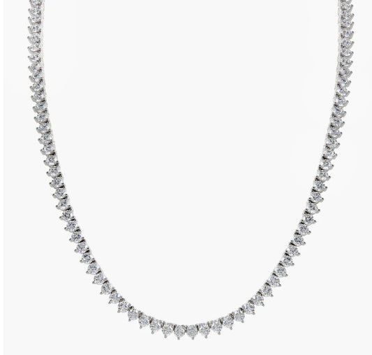 3-PRONG TENNIS NECKLACE