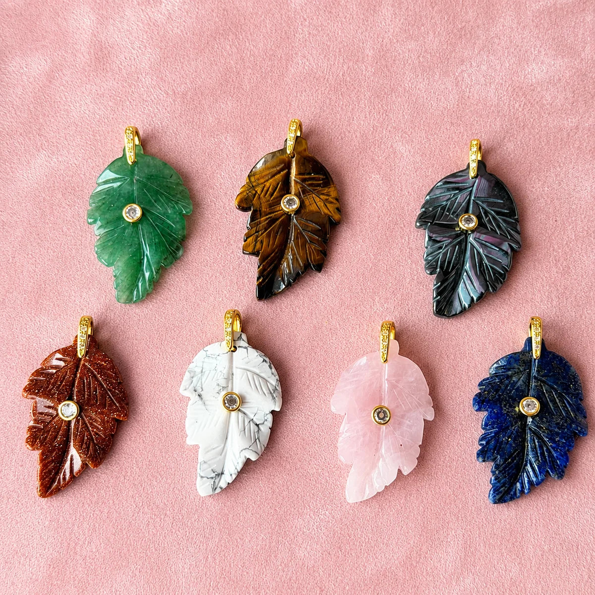 Leaf Natural Gemstone Charm