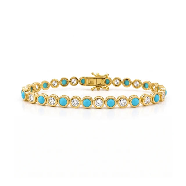 TURQUOISE AFFAIR BEZEL TENNIS BRACELET
