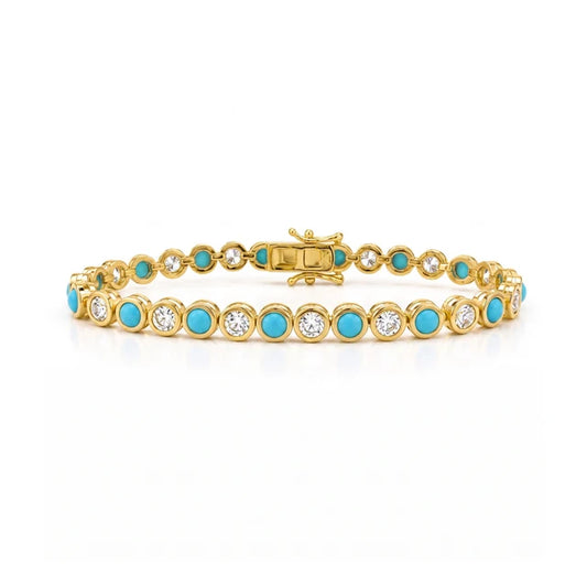 TURQUOISE AFFAIR BEZEL TENNIS BRACELET